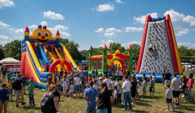 Cum calculezi capacitatea pe oră și fluxul total de participanți la un festival cu topogane gonflabile